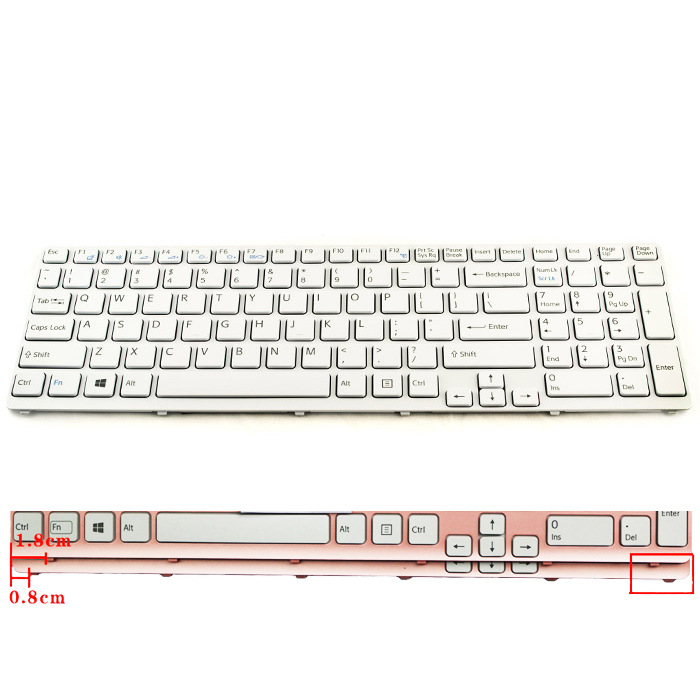 Tastatura Laptop Sony SVE151E11M alba cu rama - imagine 2