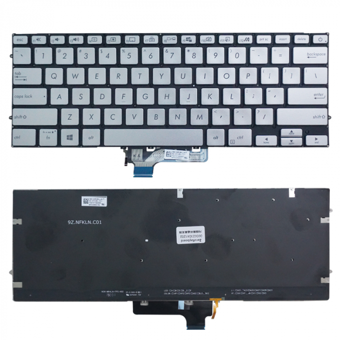 Tastatura Laptop ASUS UX431F argintie iluminata