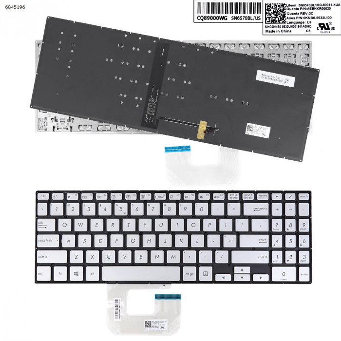 Tastatura Laptop ASUS ZenBook UX561U argintie iluminata